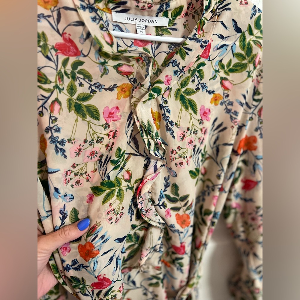 julia jordan Floral-Print Ruffled Midi Dress NWT size 14 - Picture 4 of 8